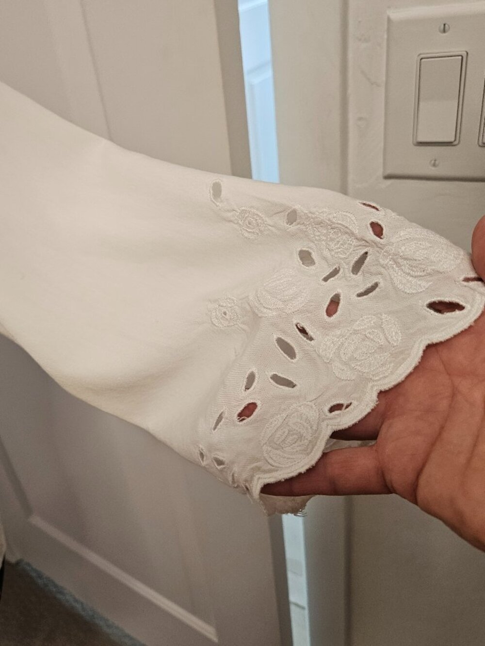 Nomadic Traders White Women eyelet embroidery cotton blouse size L - Picture 6 of 10